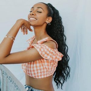 Sabo Skirt Peach Gingham Crop Top